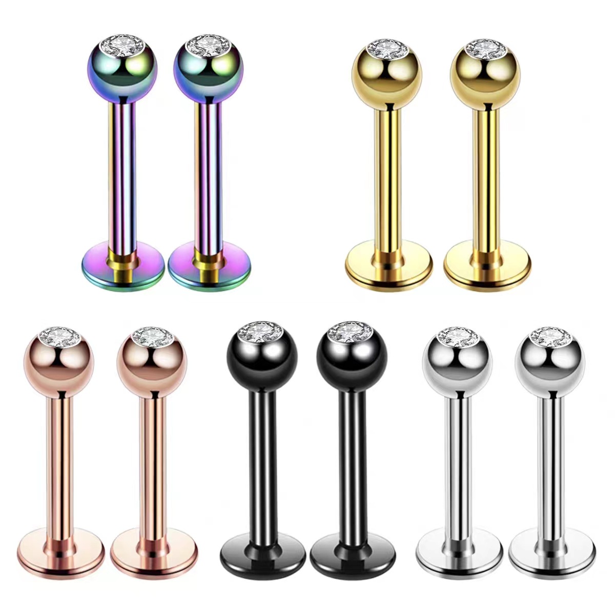 16G Surgical Steel Ball Top CZ - Body Jewelry Surgical Steel avaliação e preço