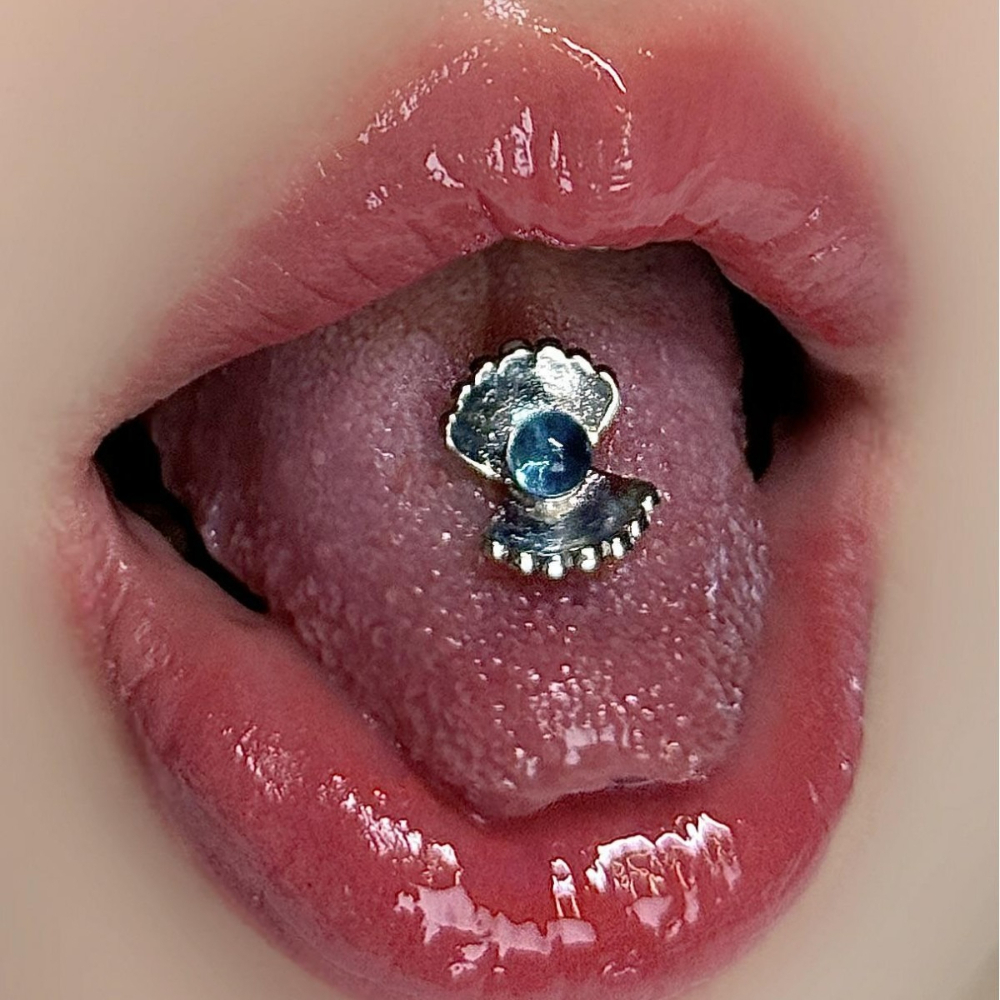 2026 Unique Shell Tongue Ring  - Body Jewelry Surgical Steel avaliação e preço
