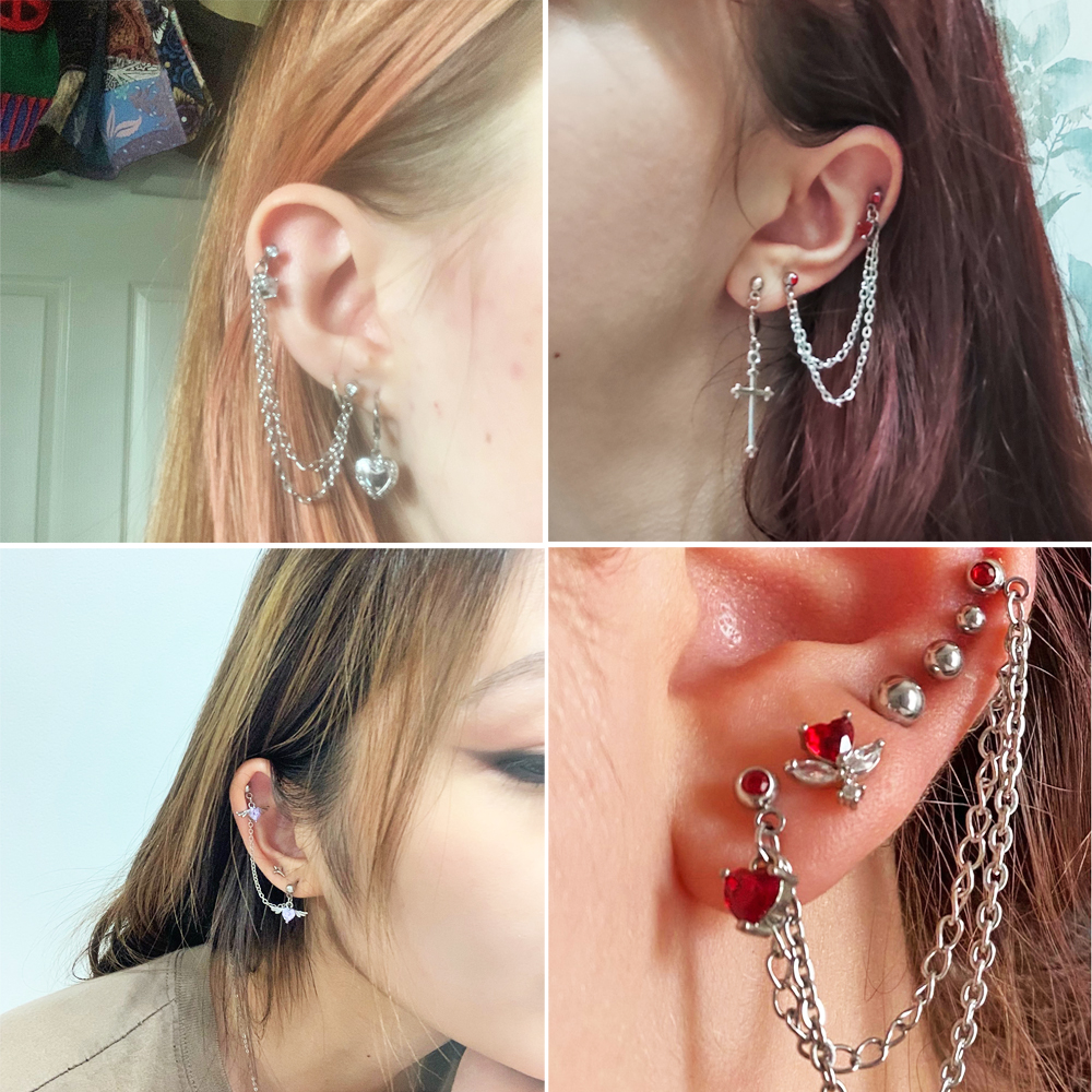 1PC Surgical Steel CZ Gem Ear  - Body Jewelry Surgical Steel avaliação e preço