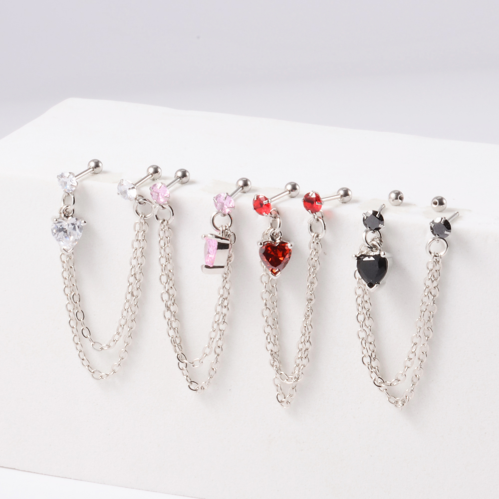 1PC Surgical Steel CZ Gem Ear  - Body Jewelry Surgical Steel avaliação e preço