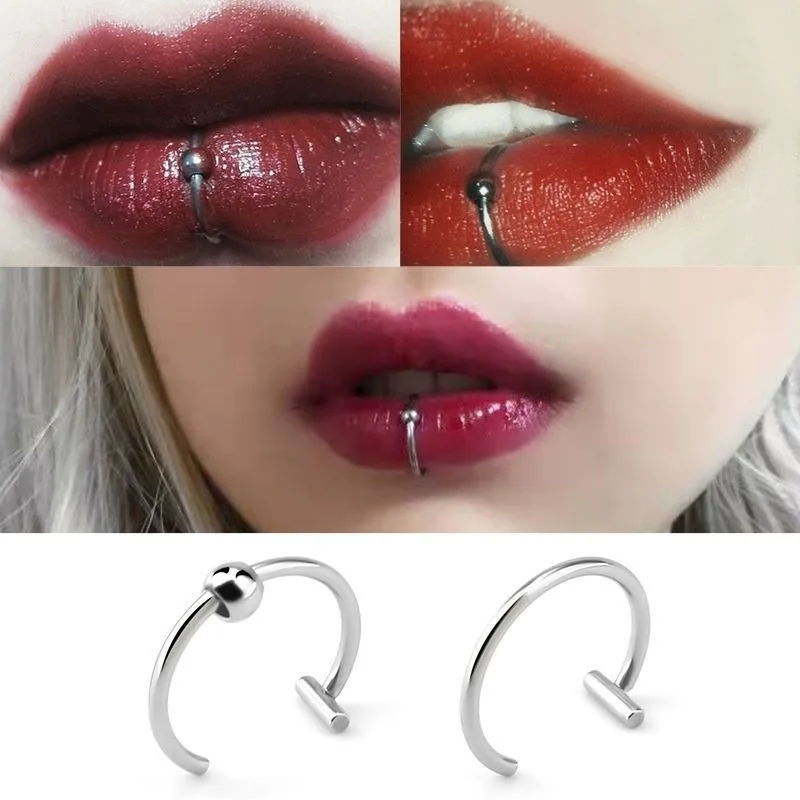 Titanium Steel C-Shaped Lip Ri - Body Jewelry Lip Ring avaliação e preço