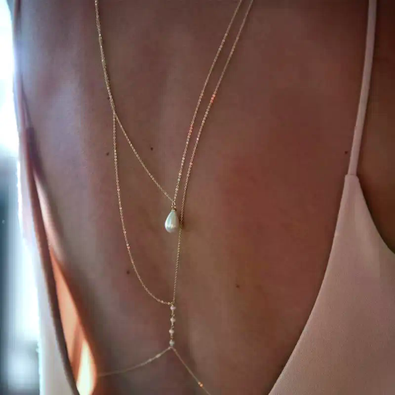 Simple Multilayer Pearl Back D - Body Jewelry Back avaliação e preço
