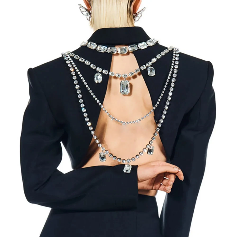 Shine Rhinestone Long Tassel B - Body Jewelry Back avaliação e preço