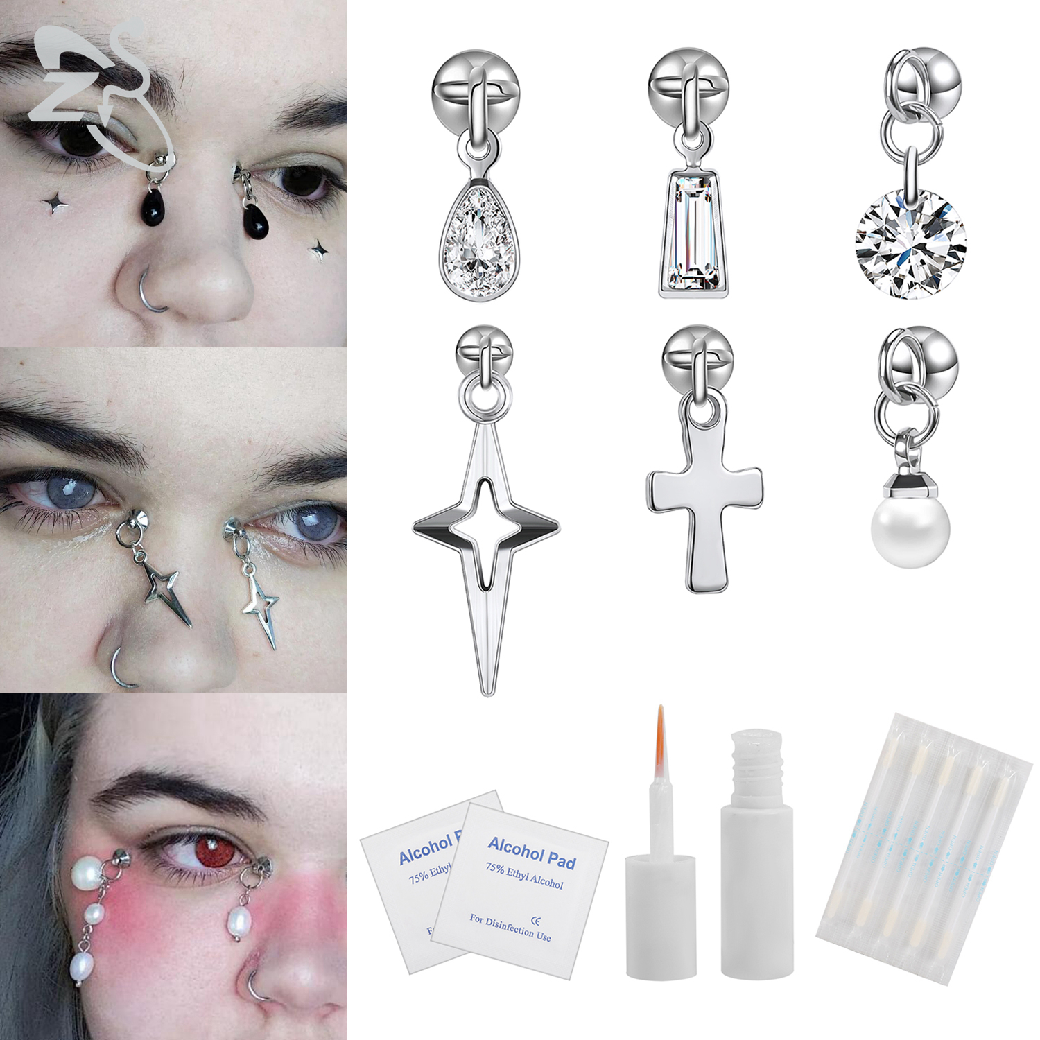 ZS 1 Set Fake Eyebrow Ring Men - Body Jewelry And Piercing avaliação e preço