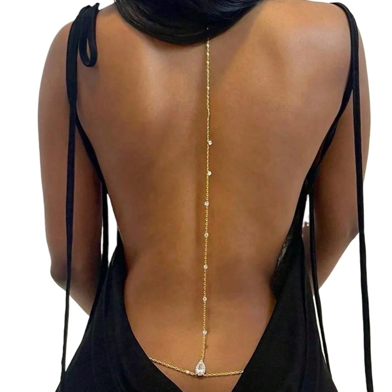 Bride Backless Rhinestone Wate - Body Jewelry Back avaliação e preço