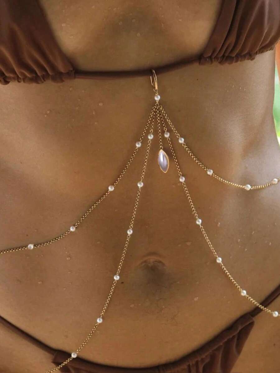 Gold Sexy Bikini Body Chain wi - Body Jewelry Waist avaliação e preço