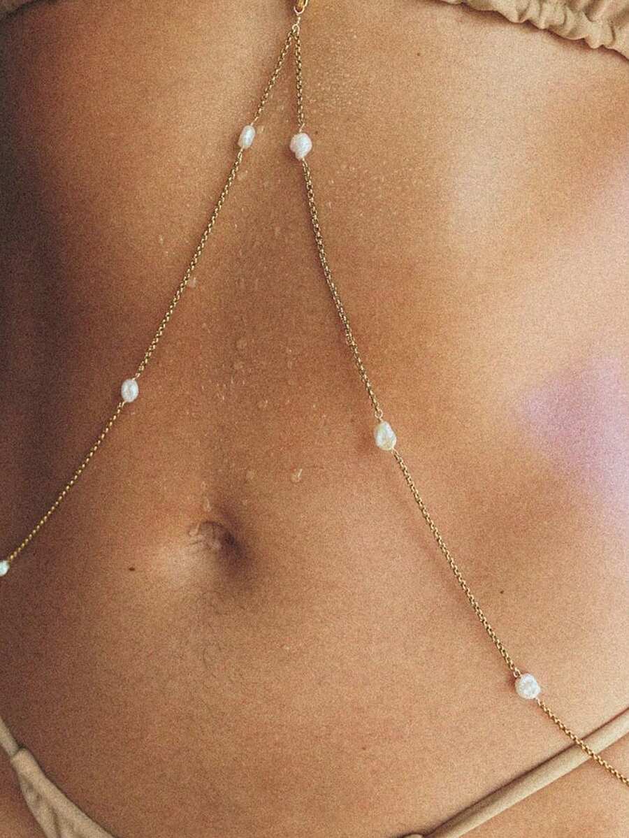Gold Sexy Bikini Body Chain wi - Body Jewelry Waist avaliação e preço