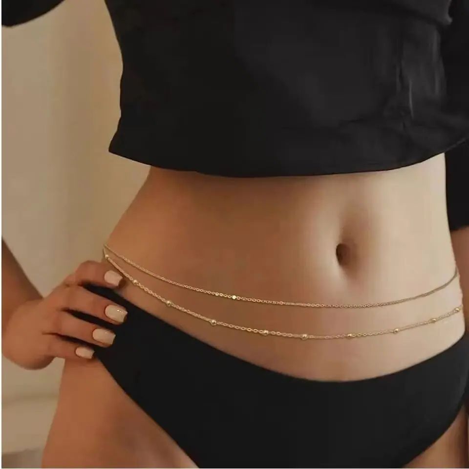 HipHop Double Layers Belly Cha - Body Jewelry Waist avaliação e preço