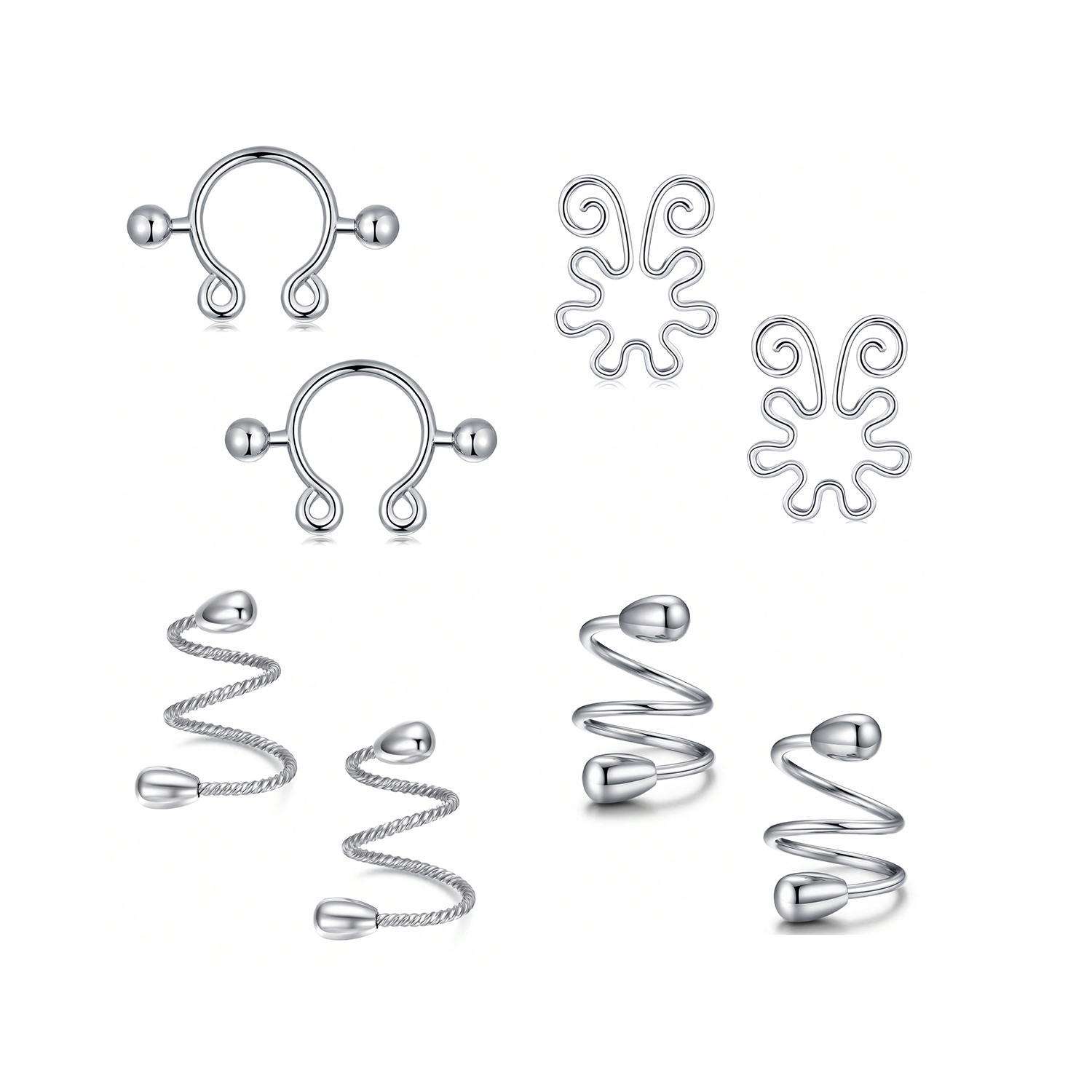 8Pcs Stainless Fake Nipple Rin - Body Jewelry Hoops avaliação e preço