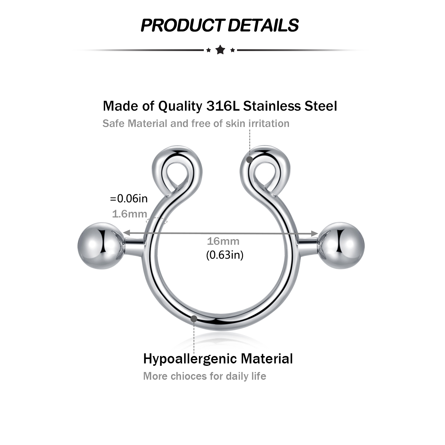 8Pcs Stainless Fake Nipple Rin - Body Jewelry Hoops avaliação e preço