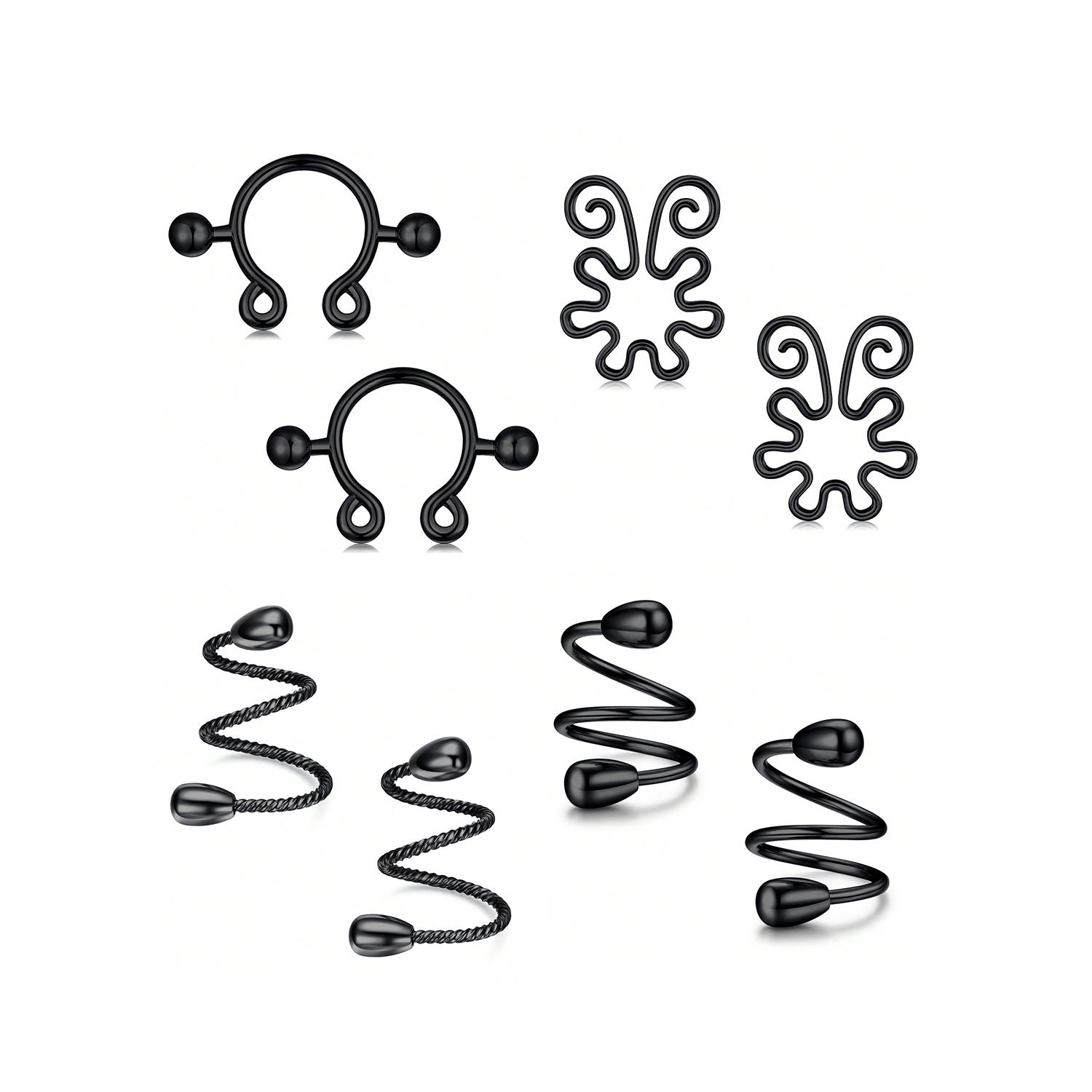 8Pcs Stainless Fake Nipple Rin - Body Jewelry Hoops avaliação e preço