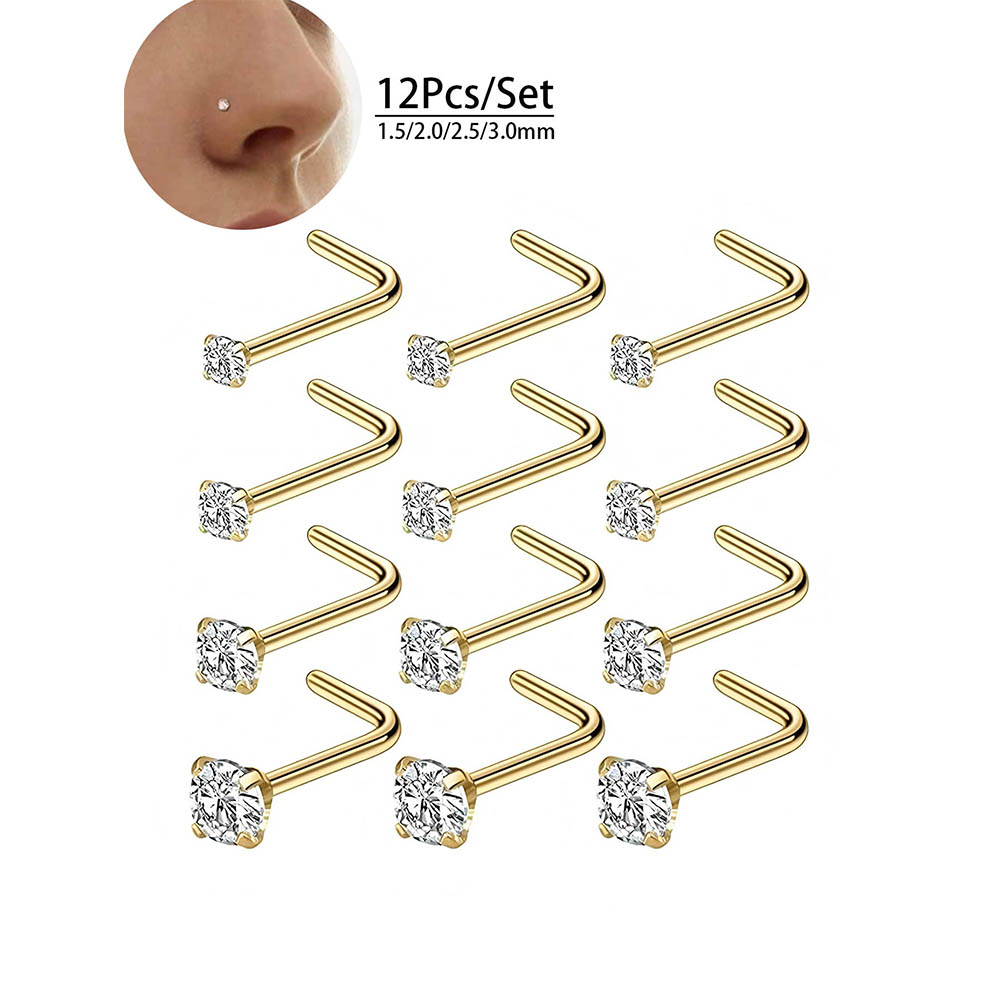 12-Piece Full Set 316L Hypoall - Body Jewelry Nose avaliação e preço