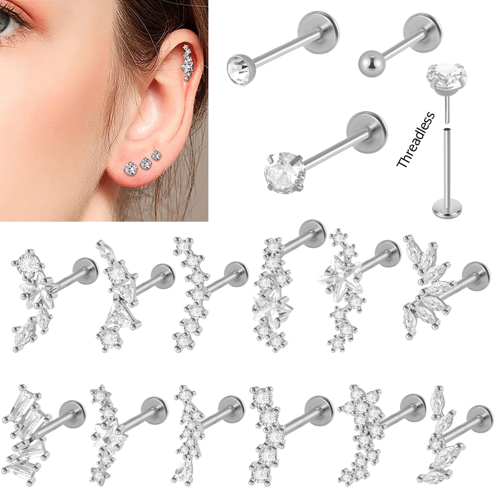 1PC Surgical Steel Zircon Labr - Body Jewelry Surgical Steel avaliação e preço