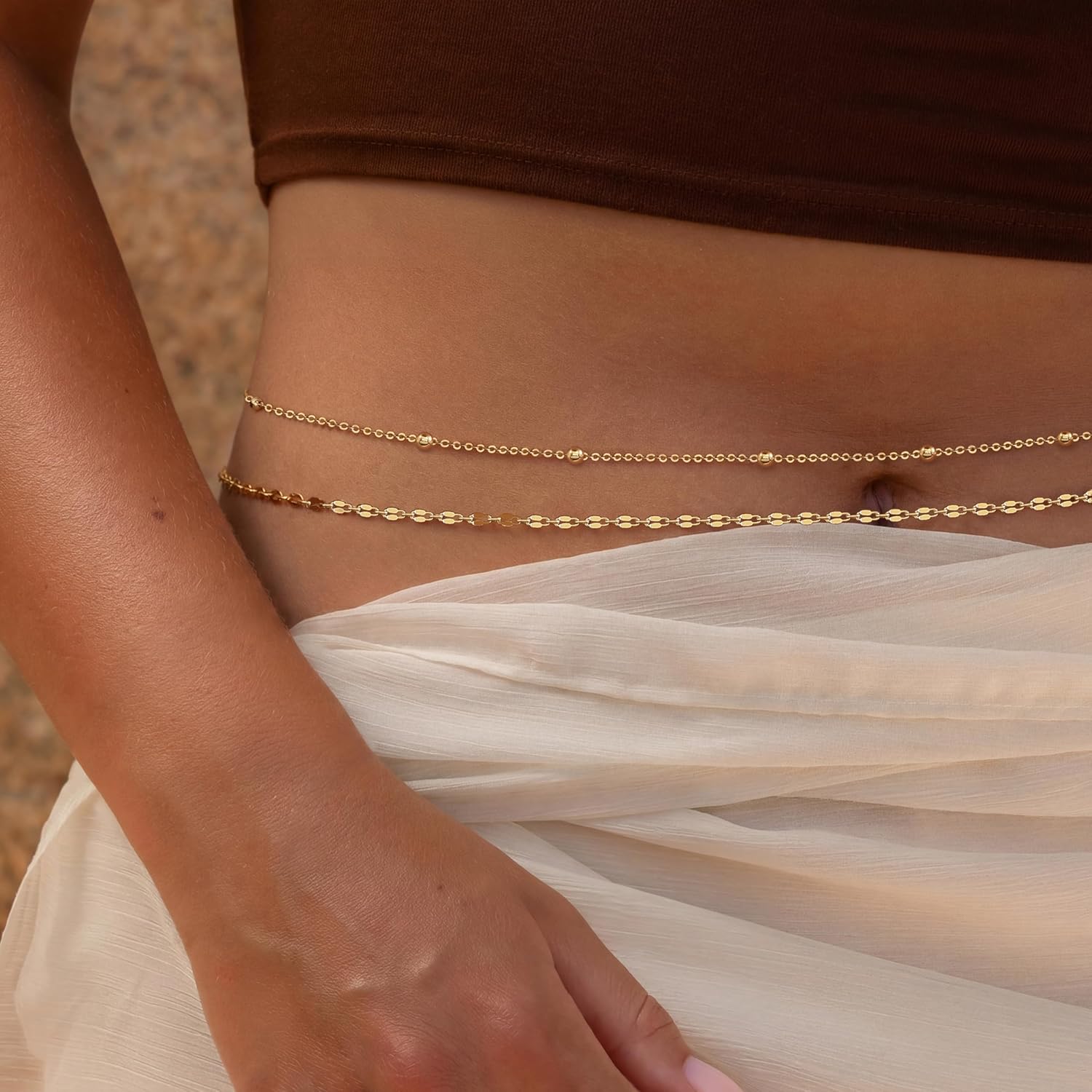14K Gold Plated Waist Chain Wo - Body Jewelry Waist avaliação e preço